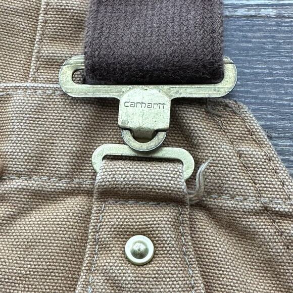 Carhartt Mens 42X32 Brown Double Knee Overalls Bib Workwear Carpenter USA *READ - Picture 6 of 16